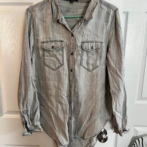 Gray distressed denim shirt